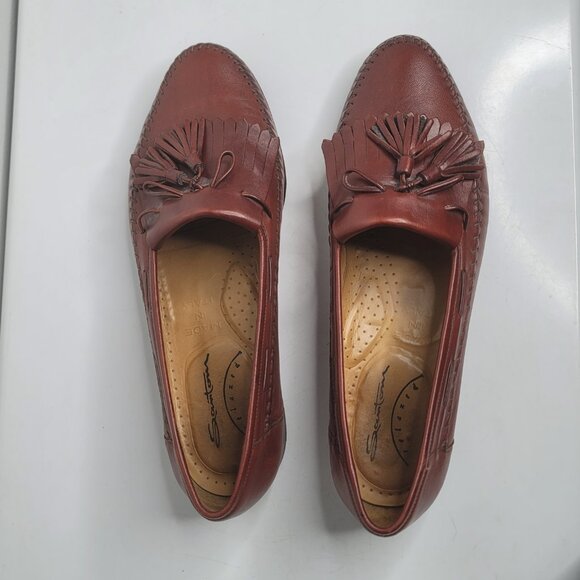 Santoni Relaxed Men Loafer Shoes Size 10 Brown Leather Tassels Dress Shoes Italy main image 10